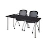 Kee Rectangle Tables > Training Tables > Kee Table & Chair Sets, 66 X 24 X 29, Wood|Metal|Fabric Top MT6624MWBPCM23BK